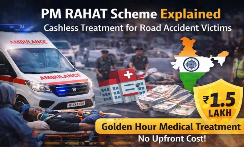 PM RAHAT योजना लॉन्च: सड़क हादसे में 7 दिन इलाज मुफ्त, 1.5 लाख तक का खर्च सरकार देगी 1 17A 162