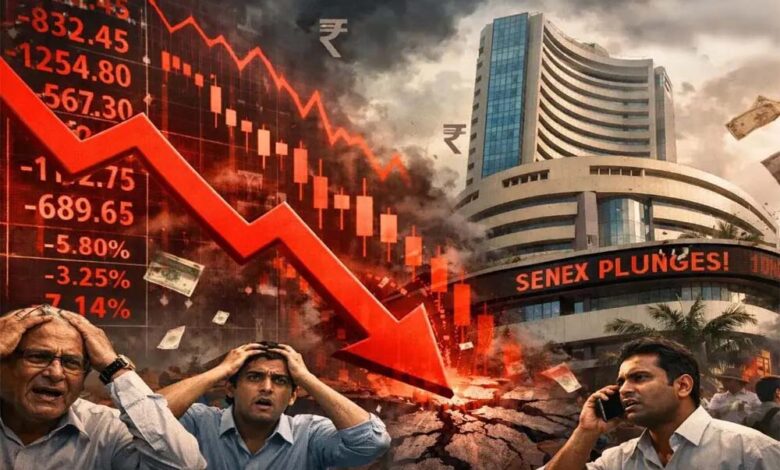 ट्रंप की धमकी का असर: खुलते ही बाजार में 8 लाख करोड़ डूबे, सेंसेक्स 1800 अंक लुढ़का 1 3 335