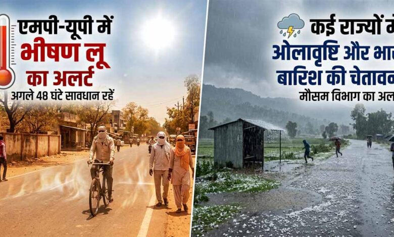मौसम का डबल अटैक: एमपी-यूपी में भीषण लू का अलर्ट, कई राज्यों में ओलावृष्टि और भारी बारिश की चेतावनी 1 Garmi 01