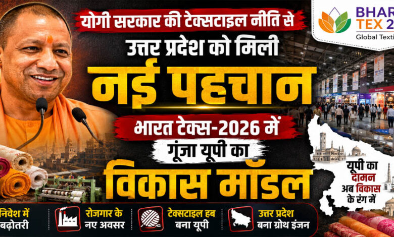 योगी सरकार की टेक्सटाइल नीति से उत्तर प्रदेश को मिली नई पहचान, भारत टेक्स-2026 में गूंजा यूपी का विकास मॉडल 1 16A 67