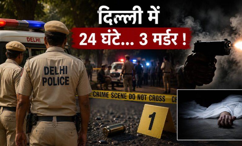 24 घंटे में 3 हत्याओं से दहली दिल्ली! कहीं युवती को गोली मारी, कहीं चाकू से ली जान, आरोपी फरार