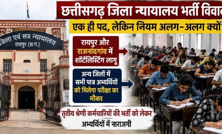 छत्तीसगढ़ जिला कोर्ट भर्ती पर विवाद, 10 जिलों में एक ही पद के लिए अलग-अलग नियमों पर उठे सवाल